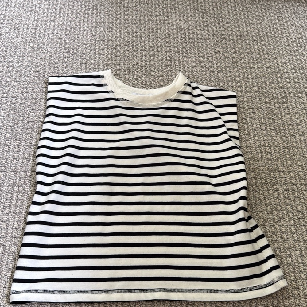 White and black striped top